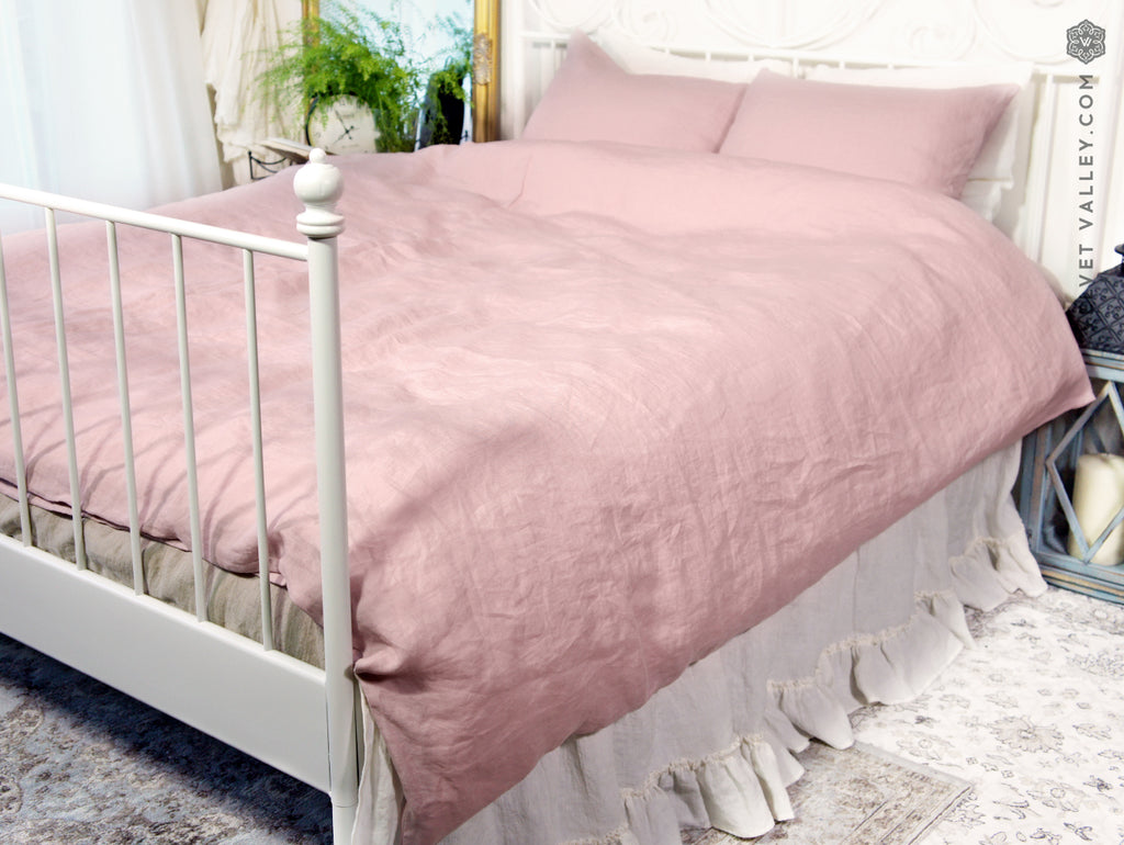 Quartz Rose Linen Comforter Cover Velvet Valley