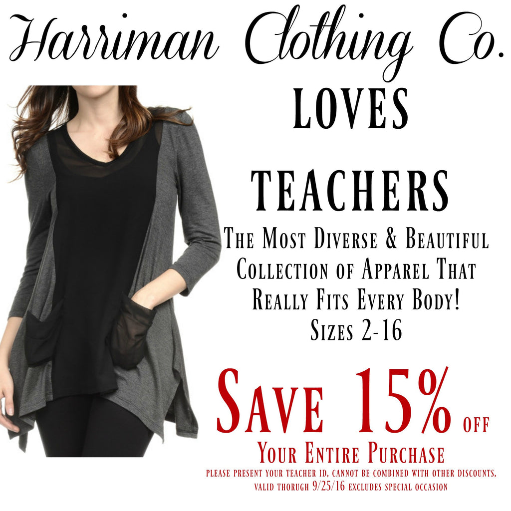 Harriman Clothing Loves Teachers
