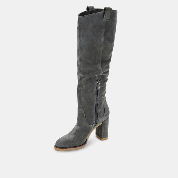 Dolce Vita Sarie Suede Knee High Boot in Color Anthracite Grey