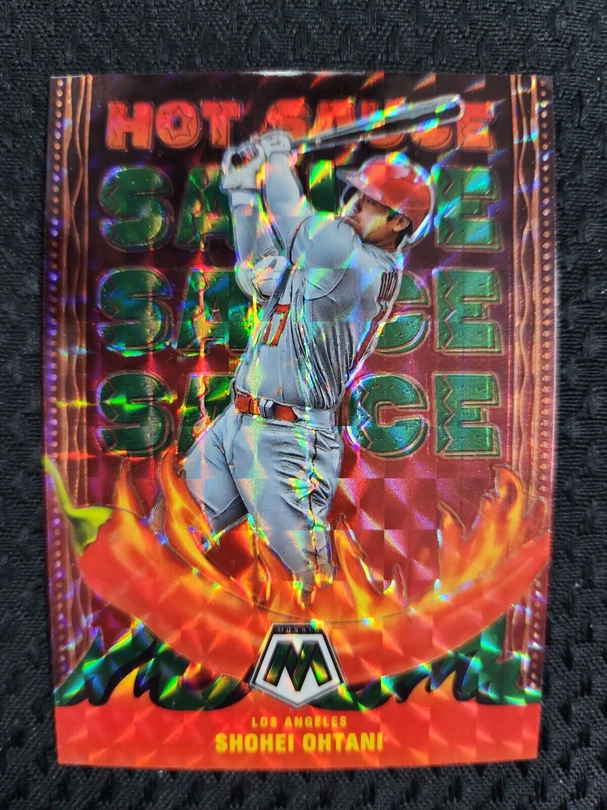 2022 Panini Mosaic Hot Sauce Green Prizm Shohei Ohtani Los Angeles Angels  #HS-6