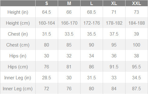 BBB Women size chart