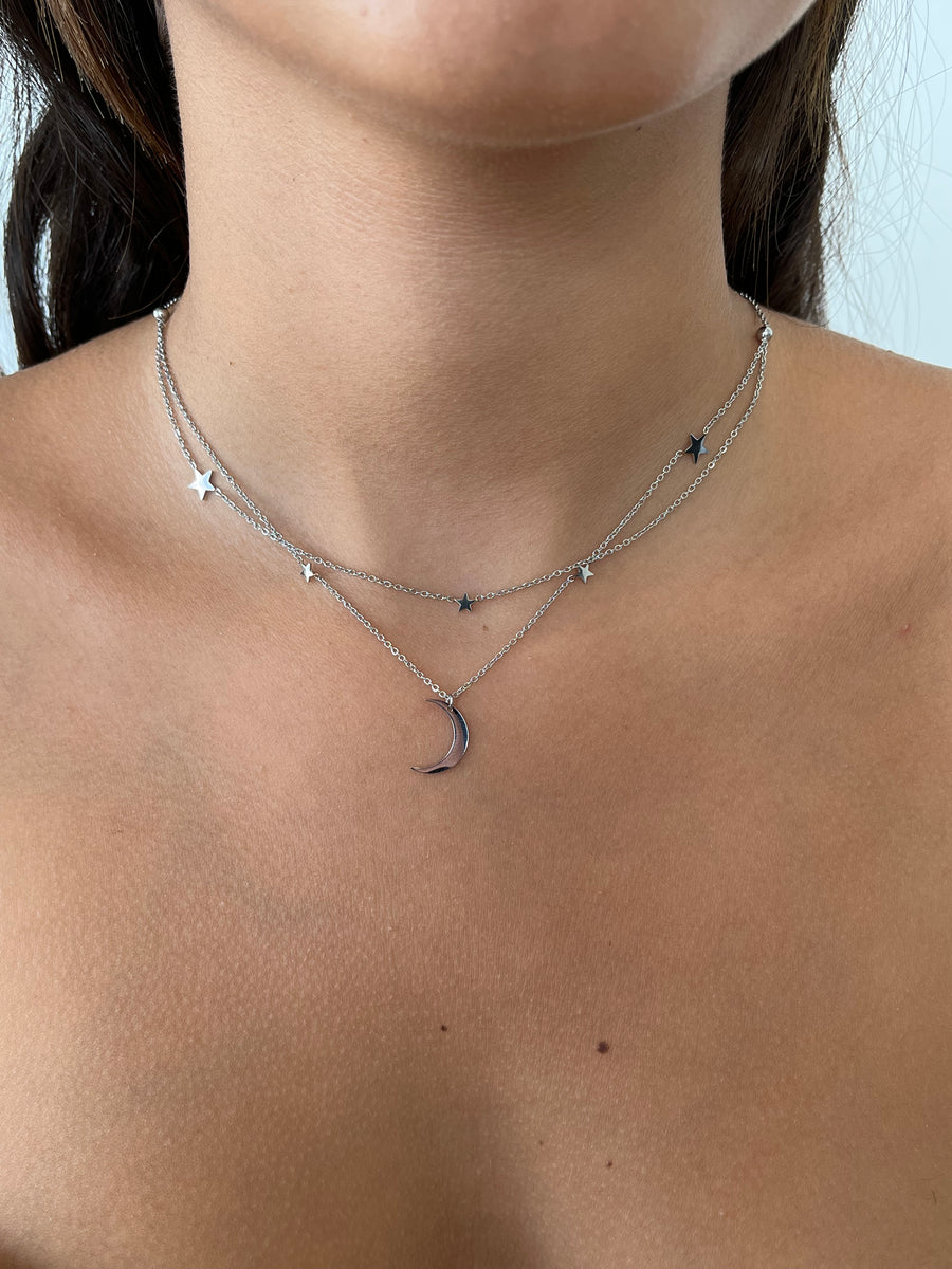 Collier Nuit Etoilé Acier Inoxydable (existe en Doré ou Argenté)