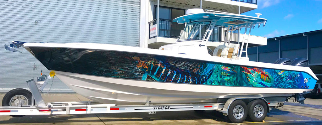 Edgewater 320cc Marlin, Mahi Mahi, Tuna boat wrap for Deep Blue Boats - Gold Coast, Queensland