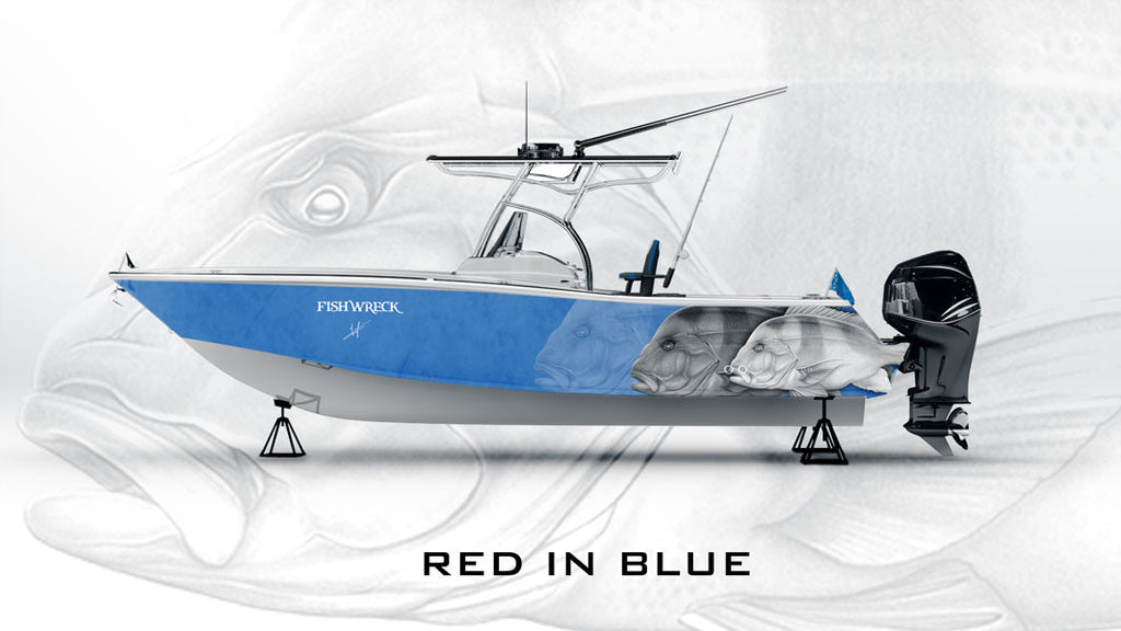 Red Emperor Boat Wrap Blue