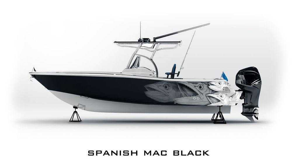Spanish King Mackerel Boat Wrap Black