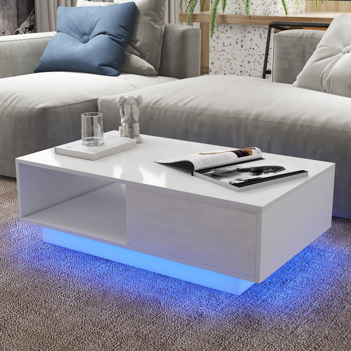 grey led coffee table