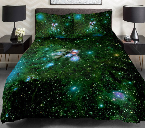 Emerald Green Nebula Bedding Sets Green Duvet Cover Set Queen King