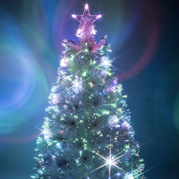White Fibre Optic Christmas Tree w. Multicoloured LEDs 