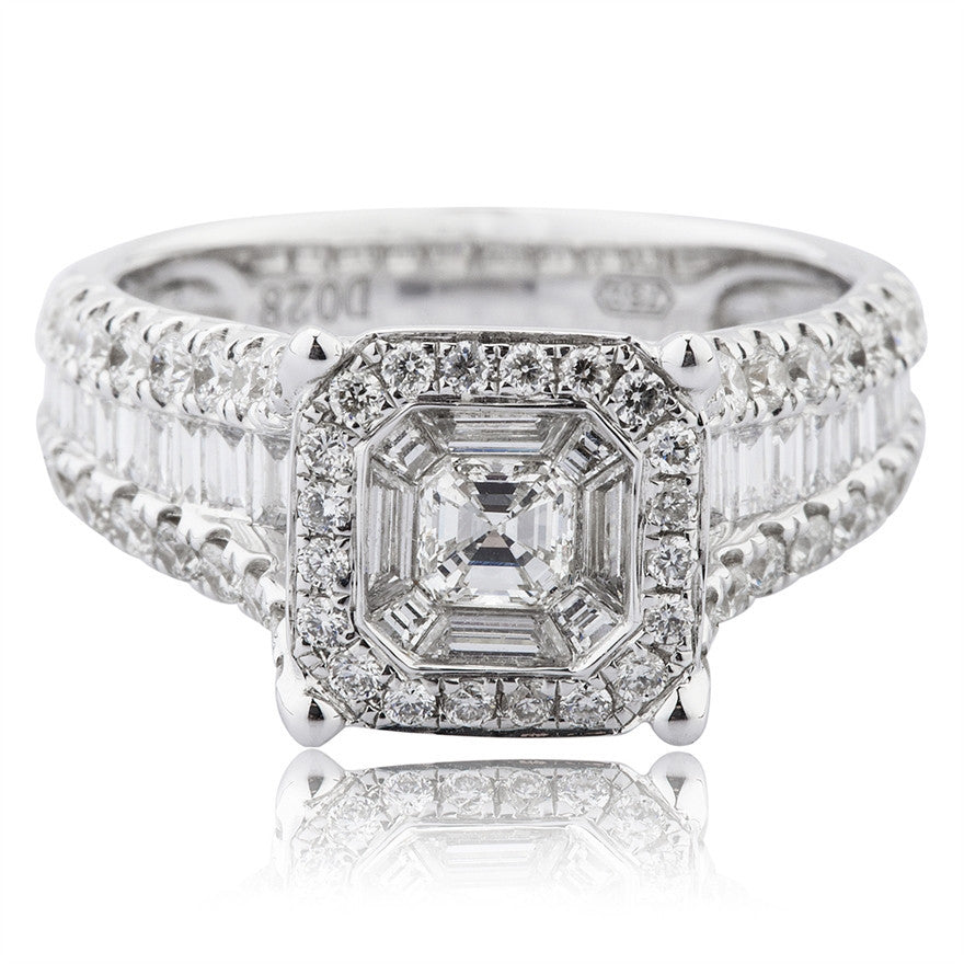 Diamond Cluster Ring With Channel And Claw Set Shoulders