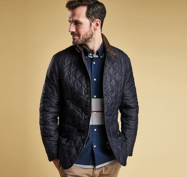 barbour lifestyle dress tartan quilted sander jacket navy