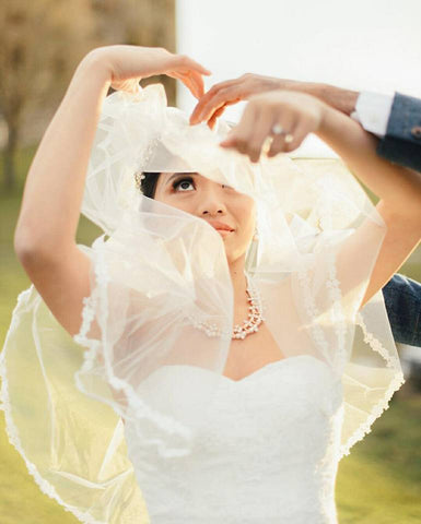 Photo of a bride under her veil