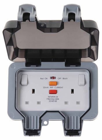 BG WP22RCD Weatherproof 13A 2 Gang Latching RCD Switched Socket