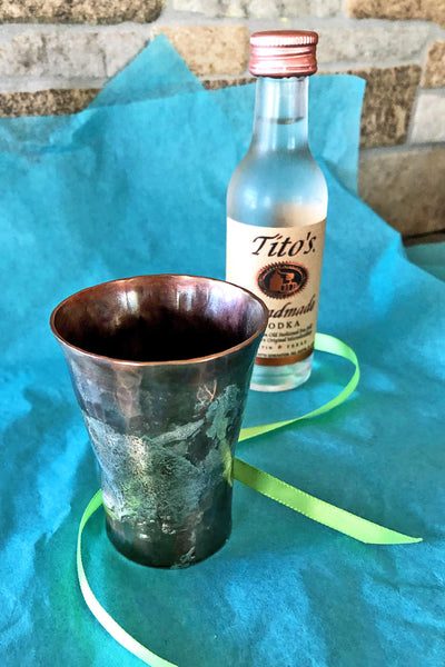 Good measure copper and silver shot glass gift for man