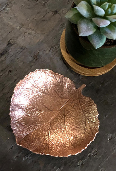 aspen leaf copper bowl