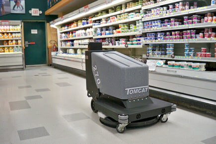 The hard, high-gloss shine developed by the Walk Behind Tomcat 270 Burnisher is due to the unique burnishing head and flexible pad design. The head is ideally balanced and fully floating to provide a long lasting finish over uneven floor surfaces. The burnishing deck is protected under the machine, and the machine tips back permitting quick pad changes. Pad pressure is variable, and a deluxe instrument cluster is standard, including an hour meter to assist with preventive maintenance scheduling.