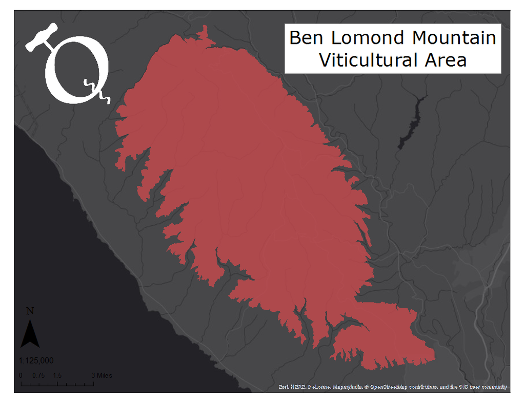 Map of the Ben Lomond Mountain viticultural area