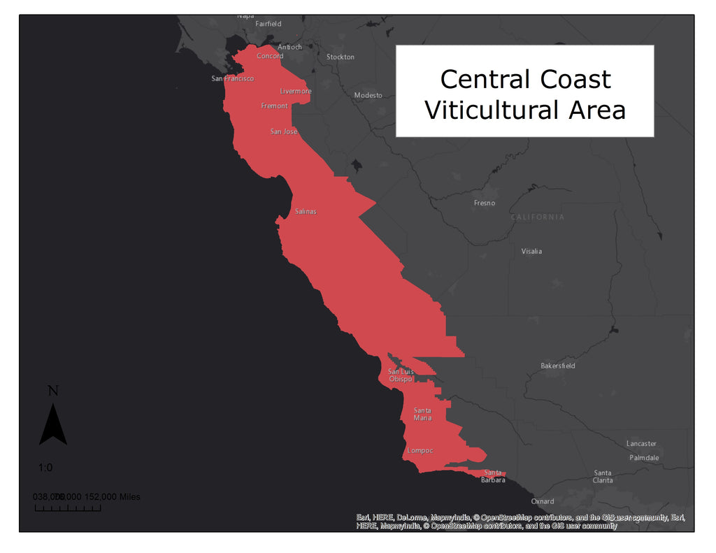 map of the Central Coast AVA