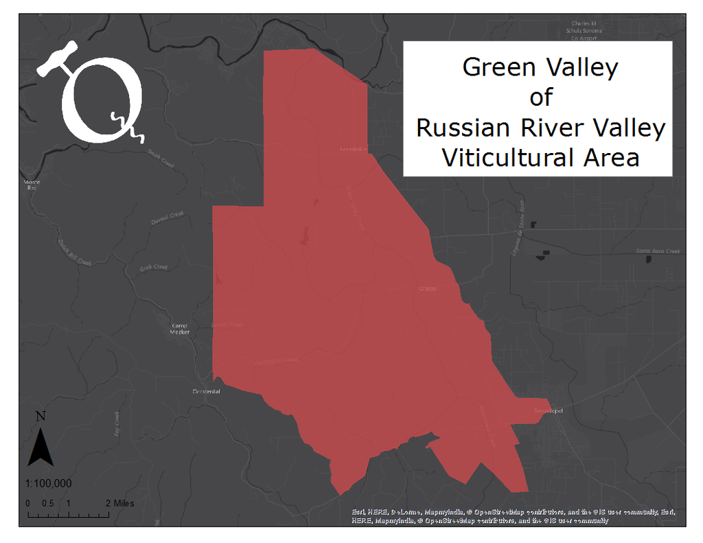 Image of the Green Valley of Russian River Valley AVA map