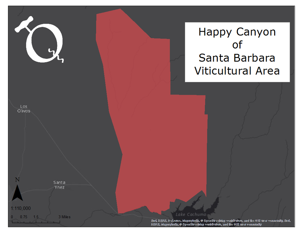 Map of the Happy Canyon of Santa Barbara viticultural area