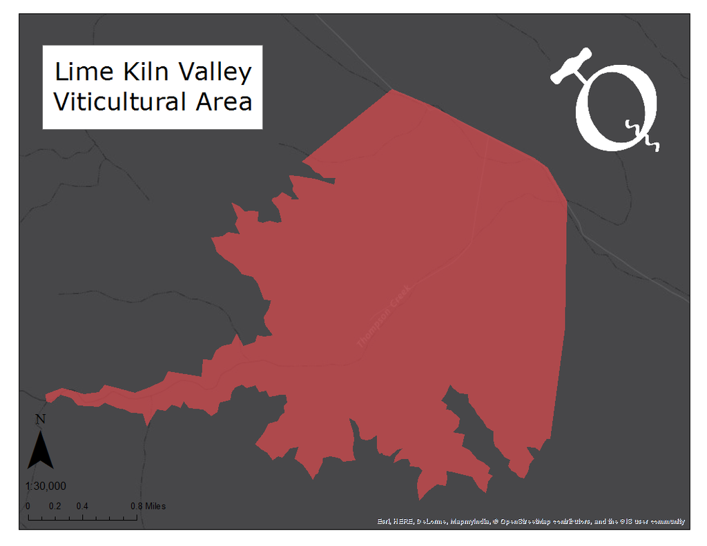 Image of the Lime Kiln Valley AVA map
