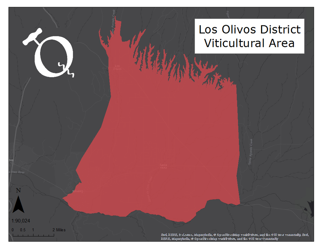 Map of the Los Olivos District AVA