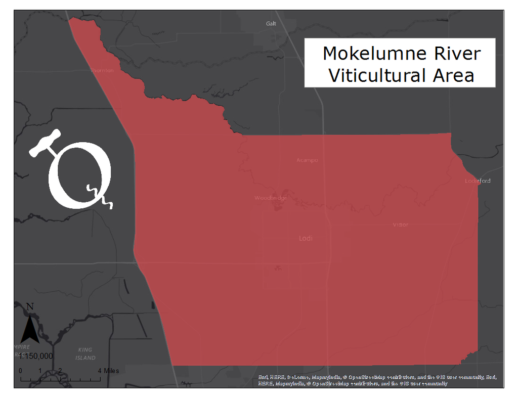 image of the Mokelumne River AVA map