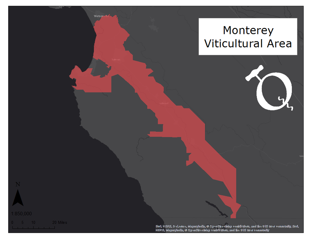 image of the Monterey AVA map