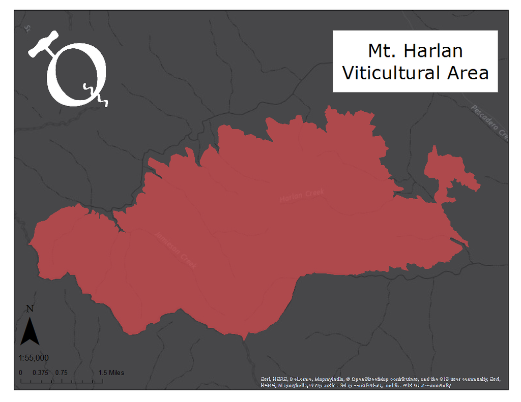 image of the Mt. Harlan AVA map