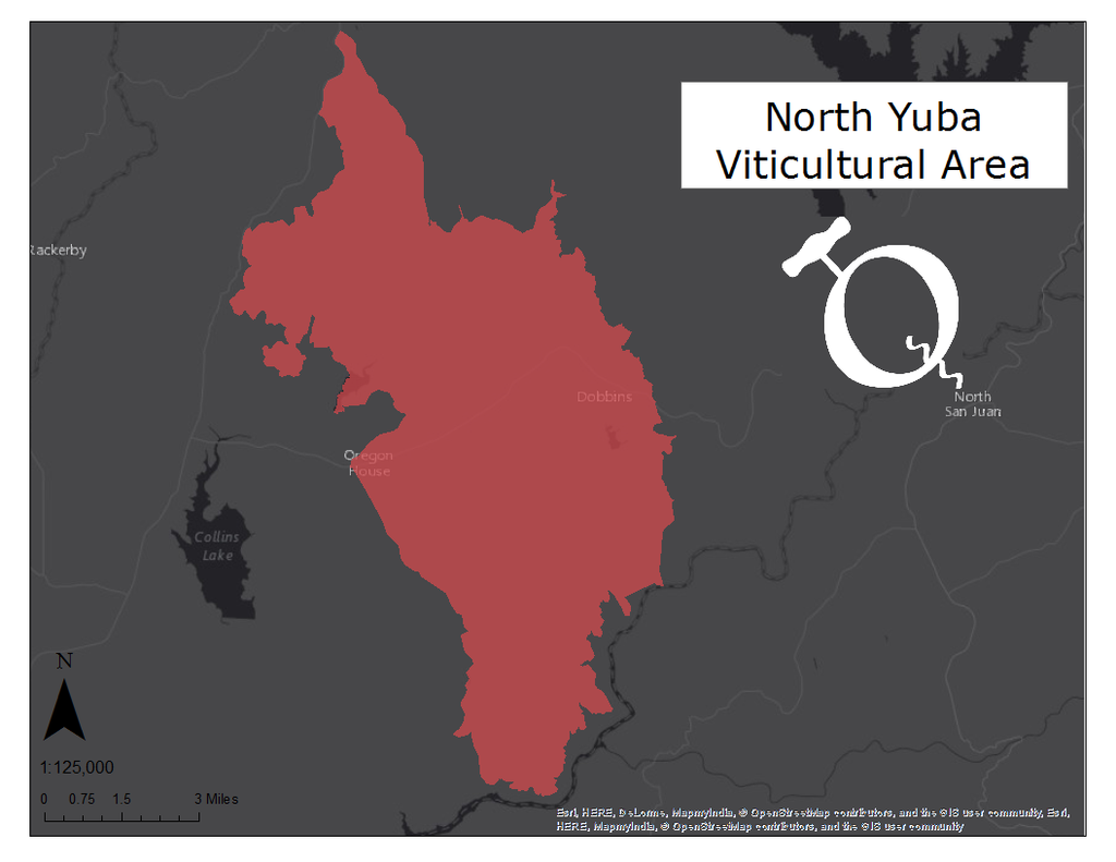 image of the North Yuba viticultural area map