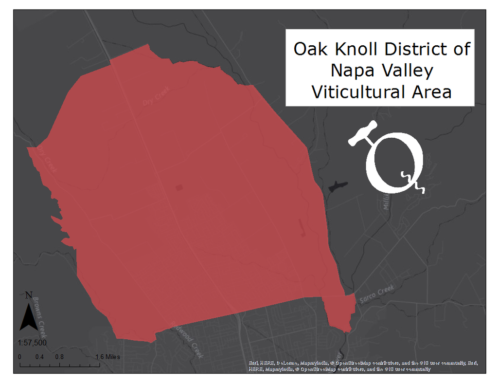 image of the Oak Knoll viticultural area map