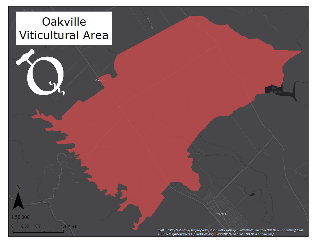 image of the Oakville viticultural area map