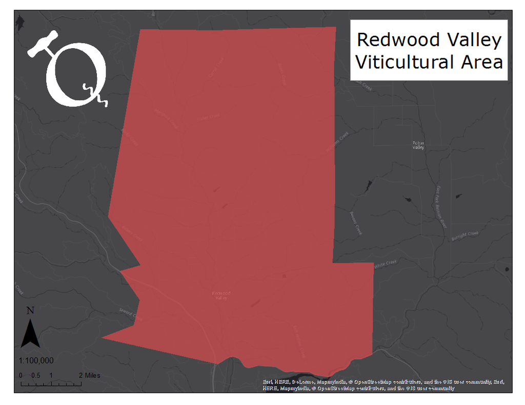 image of Redwood Valley AVA map