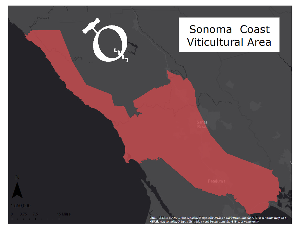 Image of the Sonoma Coast AVA map
