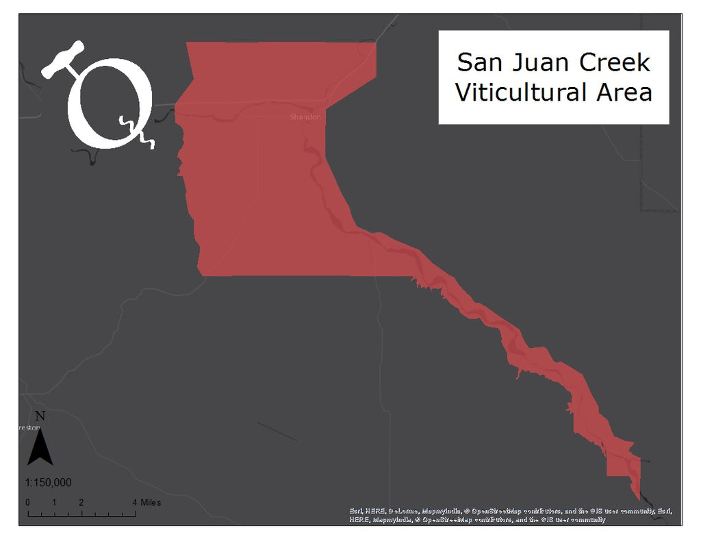 Image of the San Juan Creek viticultural area map