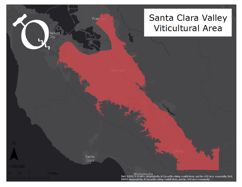 Map of the Santa Clara Valley viticultural area