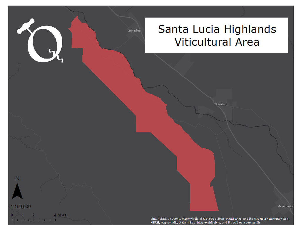 Map of the Santa Lucia Highlands AVA