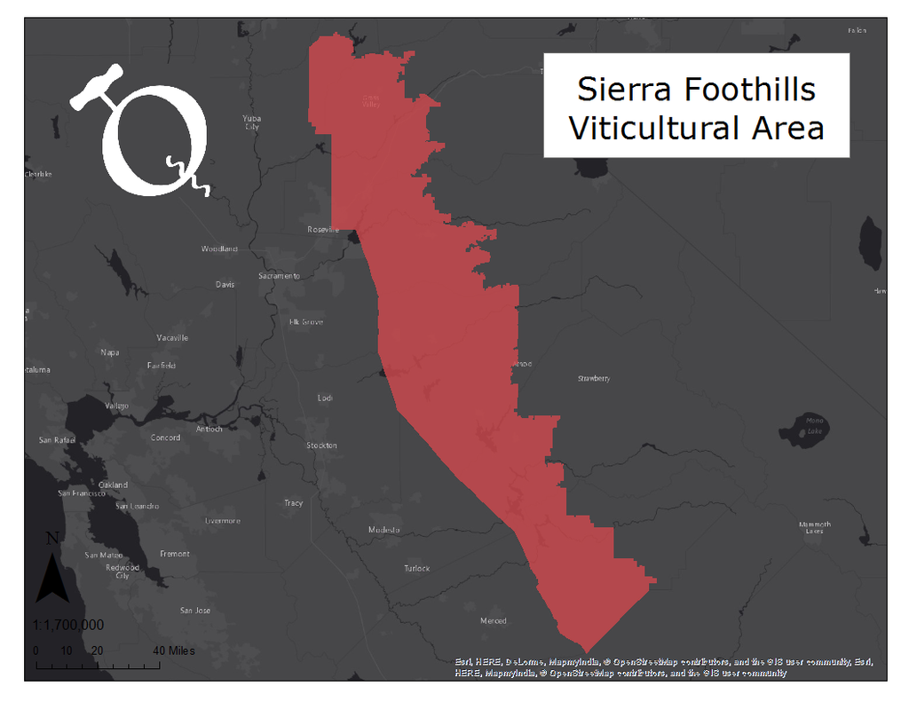 Map of the Sierra Foothills AVA