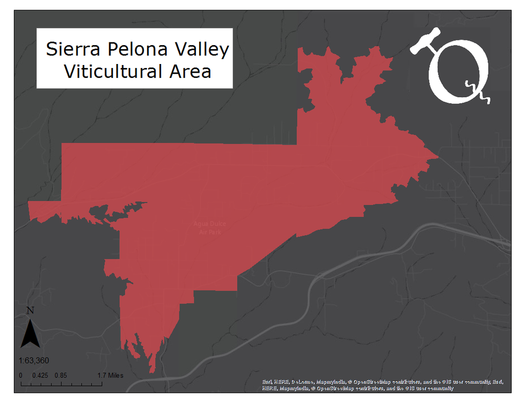 Map of the Sierra Pelona Valley viticultural area