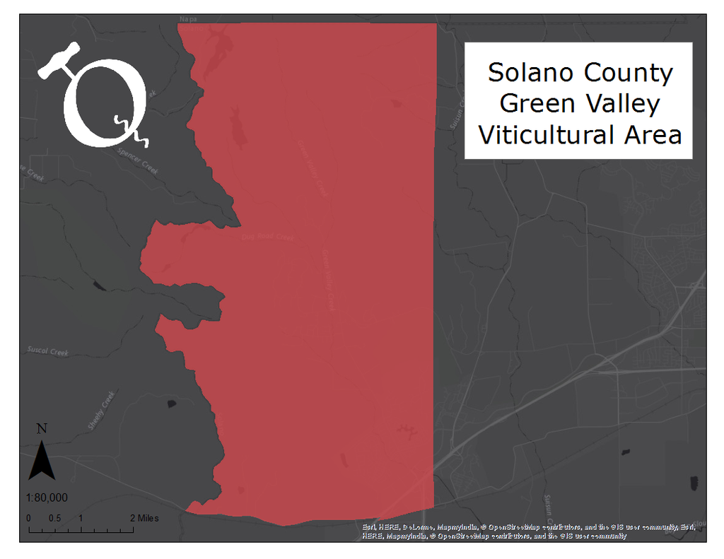 Map of the Solano County Green Valley AVA