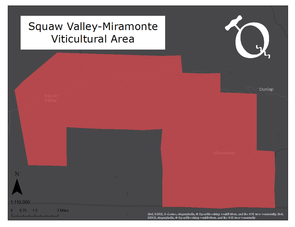 Map of the Squaw Valley-Miramonte viticultural area