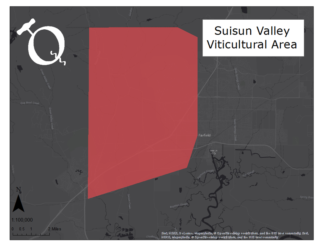 Map of the Suisun Valley AVA