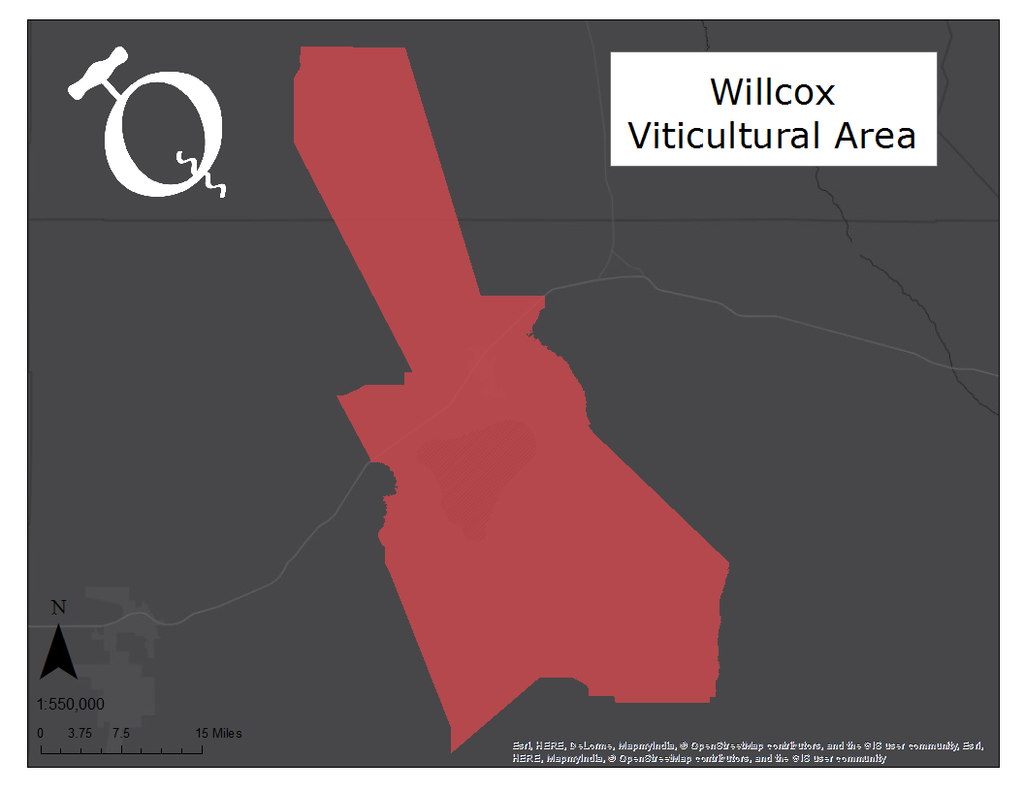 Willcox Viticultural Area map