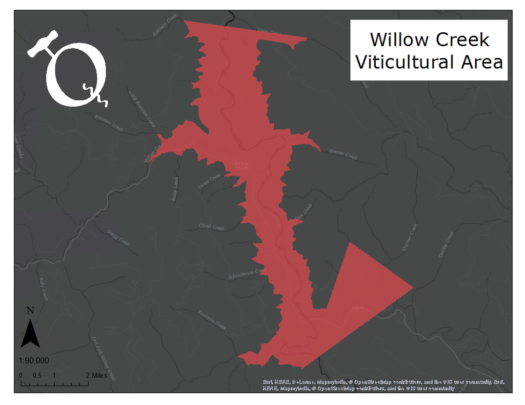 Map of the Willow Creek AVA