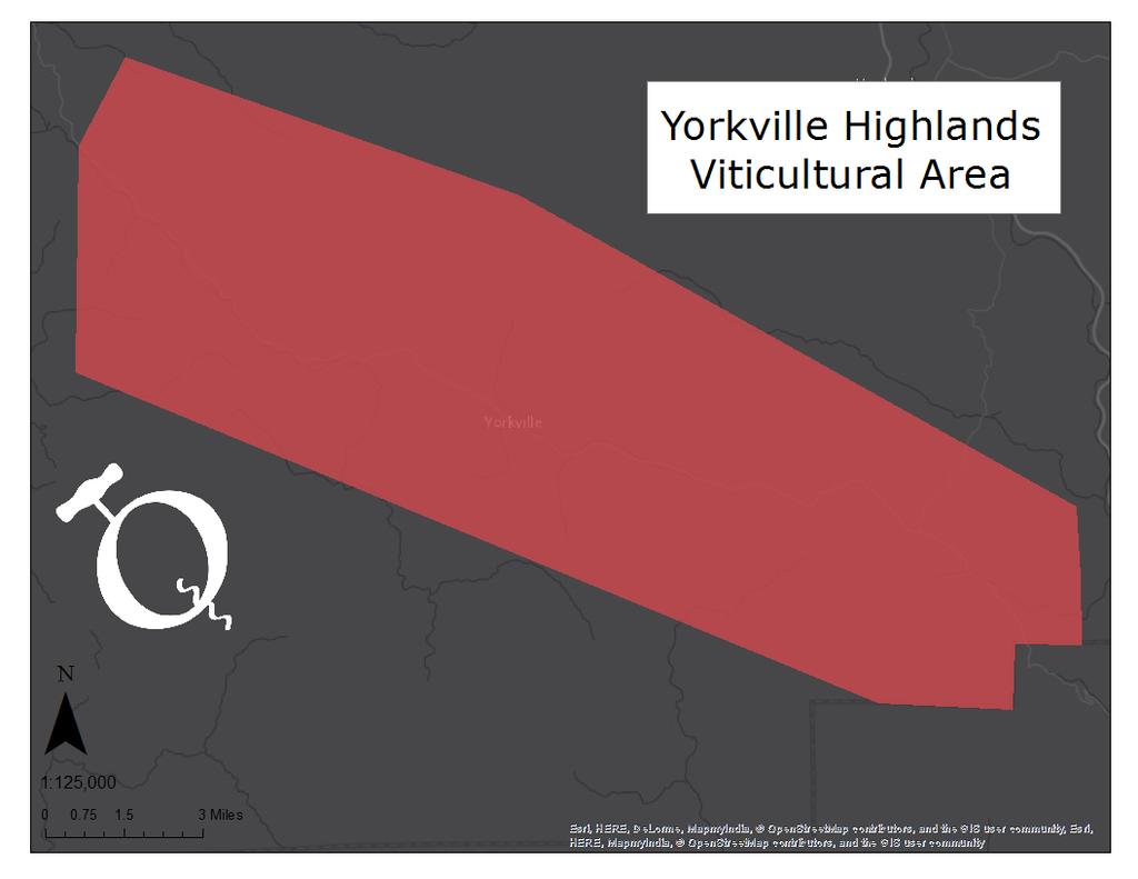 Map of the Yorkville Highlands viticultural area
