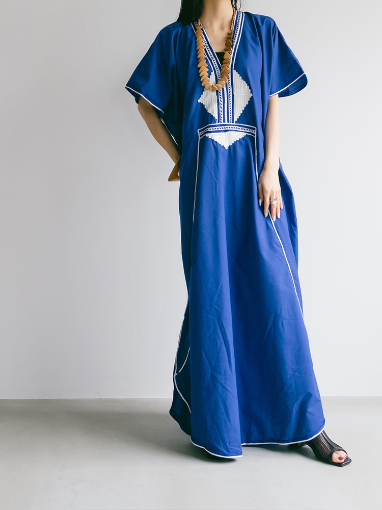 Embroidery Kaftan Dress / Blue