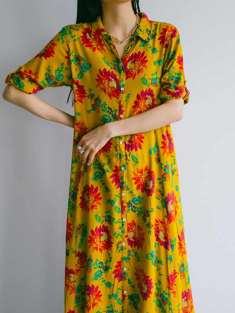 Flower Rayon Long Dress
