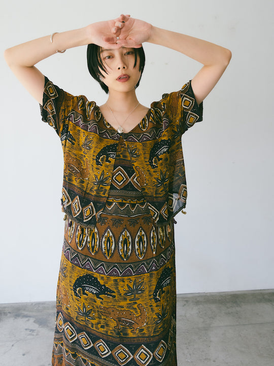 Ethnic Wood Motif Dress