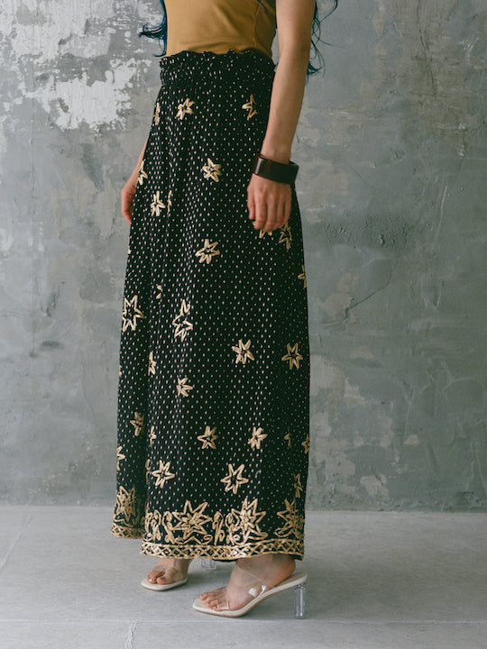 Black Embroidery H/W Pants