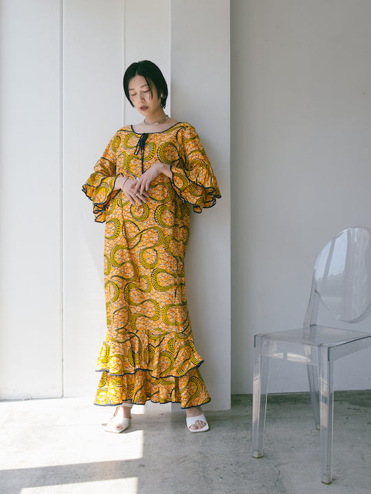 Yellow Frill Batik Dress