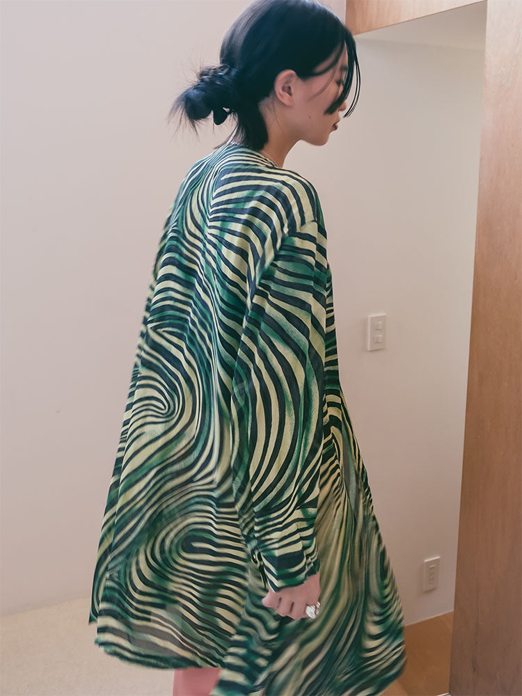 Spiral Pattern Sheer Gown